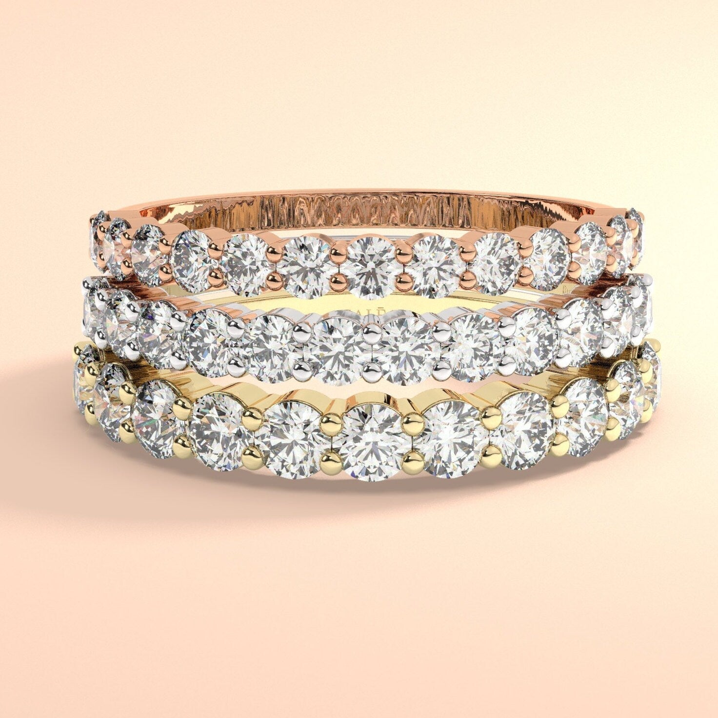 Diamond Half Eternity Wedding Band / 0.50 - 1 CT 14k Gold Double Prong Basket Setting Full Eternity Diamond Wedding Ring