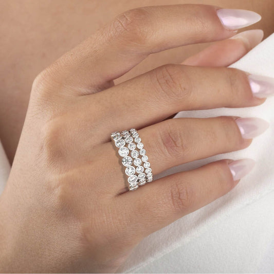 Bezel Set Diamond Wedding Band / 0.25 - 1 CT Bezel Set Half Eternity Wedding Ring / Diamond Anniversary Ring / Wedding Gift