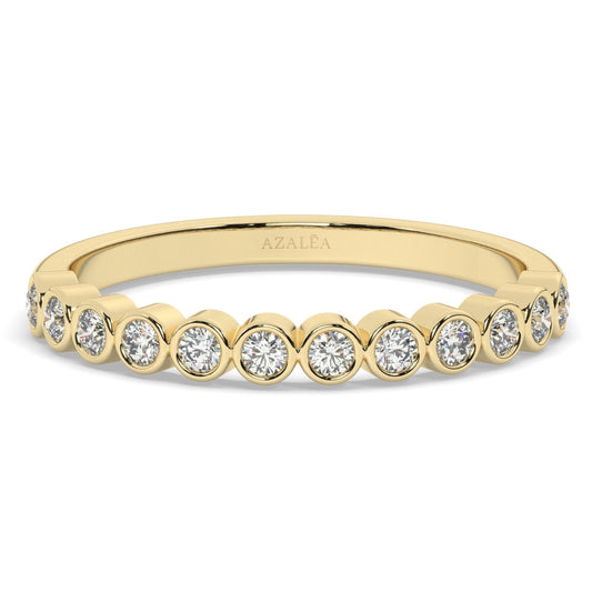 Bezel Set Diamond Wedding Band / 0.25 - 1 CT Bezel Set Half Eternity Wedding Ring / Diamond Anniversary Ring / Wedding Gift