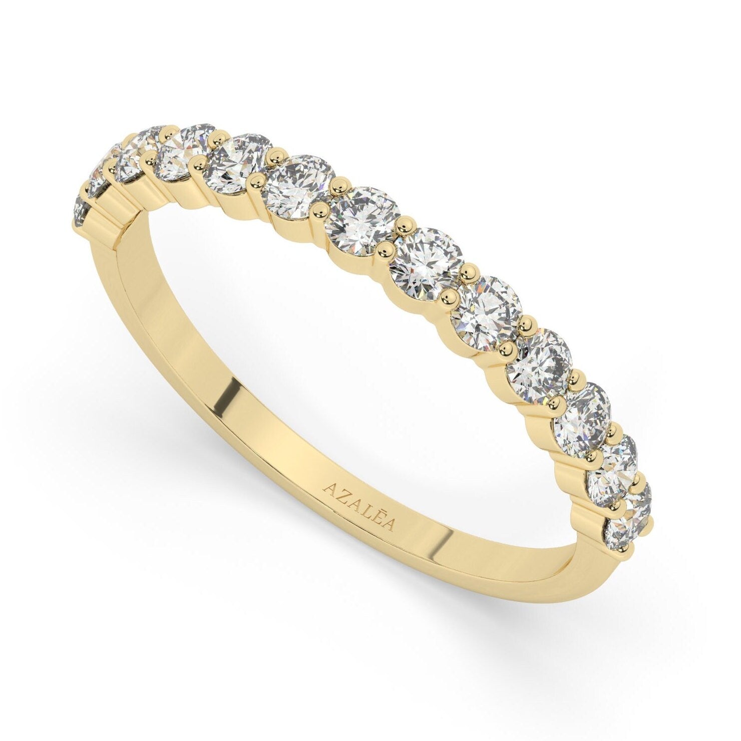 Diamond Half Eternity Wedding Band / 0.50 - 1 CT 14k Gold Double Prong Basket Setting Full Eternity Diamond Wedding Ring