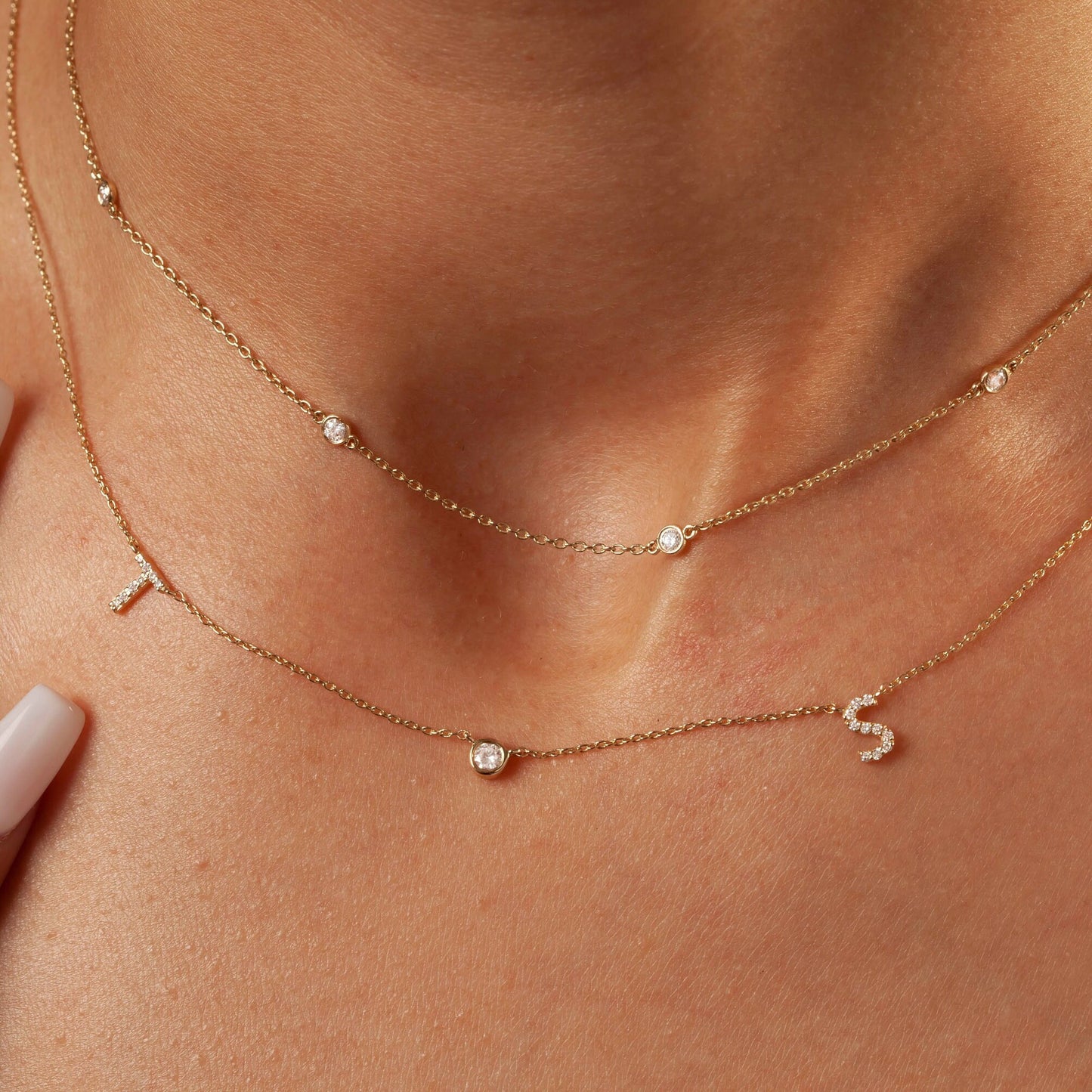 Diamond Station Necklace / 14k Gold 0.35 - 2 CT Diamond By The Yard Necklace / Birthday Gift / Bridal Gift / Anniversary Gift