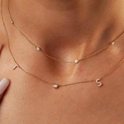 Diamond Station Necklace / 14k Gold 0.35 - 2 CT Diamond By The Yard Necklace / Birthday Gift / Bridal Gift / Anniversary Gift