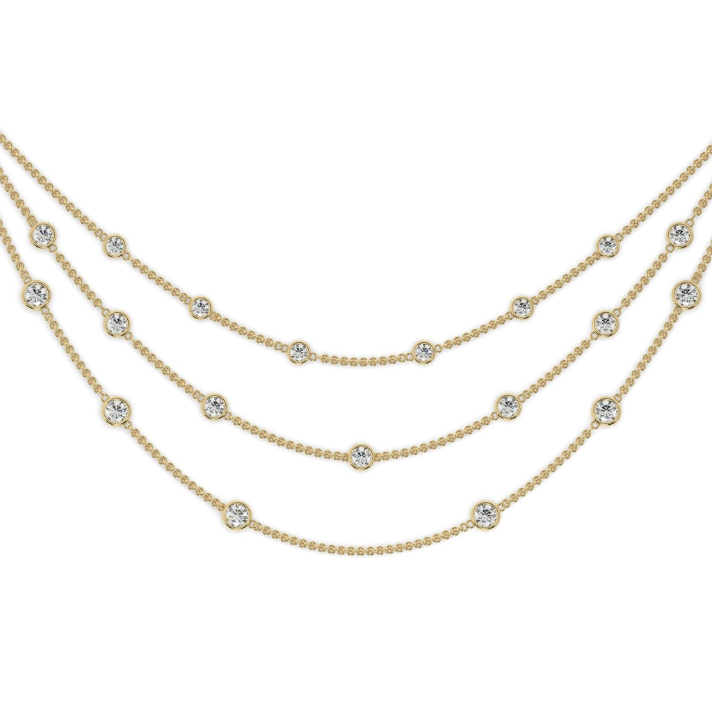 Diamond Station Necklace / 14k Gold 0.35 - 2 CT Diamond By The Yard Necklace / Birthday Gift / Bridal Gift / Anniversary Gift