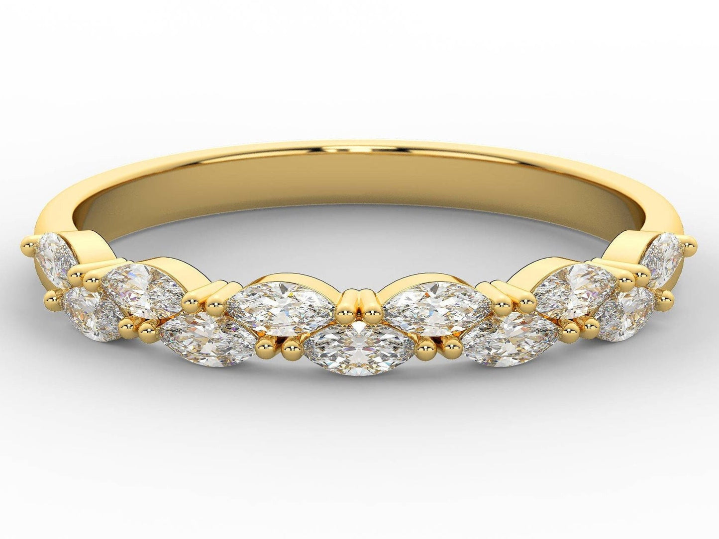 Marquise Diamond Wedding Band / 14k Gold Marquise Diamond Wedding Ring / Stacking Ring / Anniversary Gift / Birthday Gift / Graduation Gift