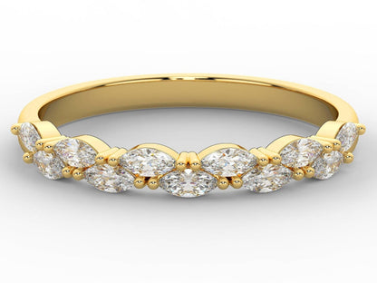 Marquise Diamond Wedding Band / 14k Gold Marquise Diamond Wedding Ring / Stacking Ring / Anniversary Gift / Birthday Gift / Graduation Gift