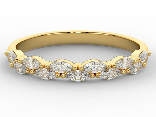Marquise Diamond Wedding Band / 14k Gold Marquise Diamond Wedding Ring / Stacking Ring / Anniversary Gift / Birthday Gift / Graduation Gift