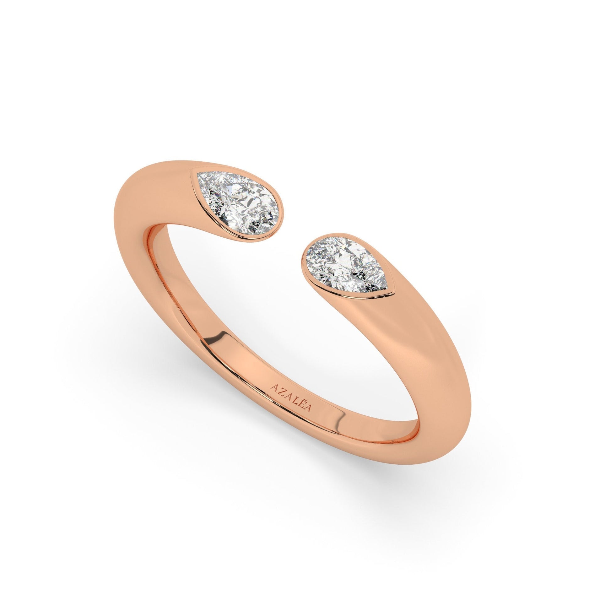 Pear Diamond Cuff Ring / 14k Gold Diamond Wedding Ring / Diamond Anniversary Ring / Birthday Wedding/Gold Ring