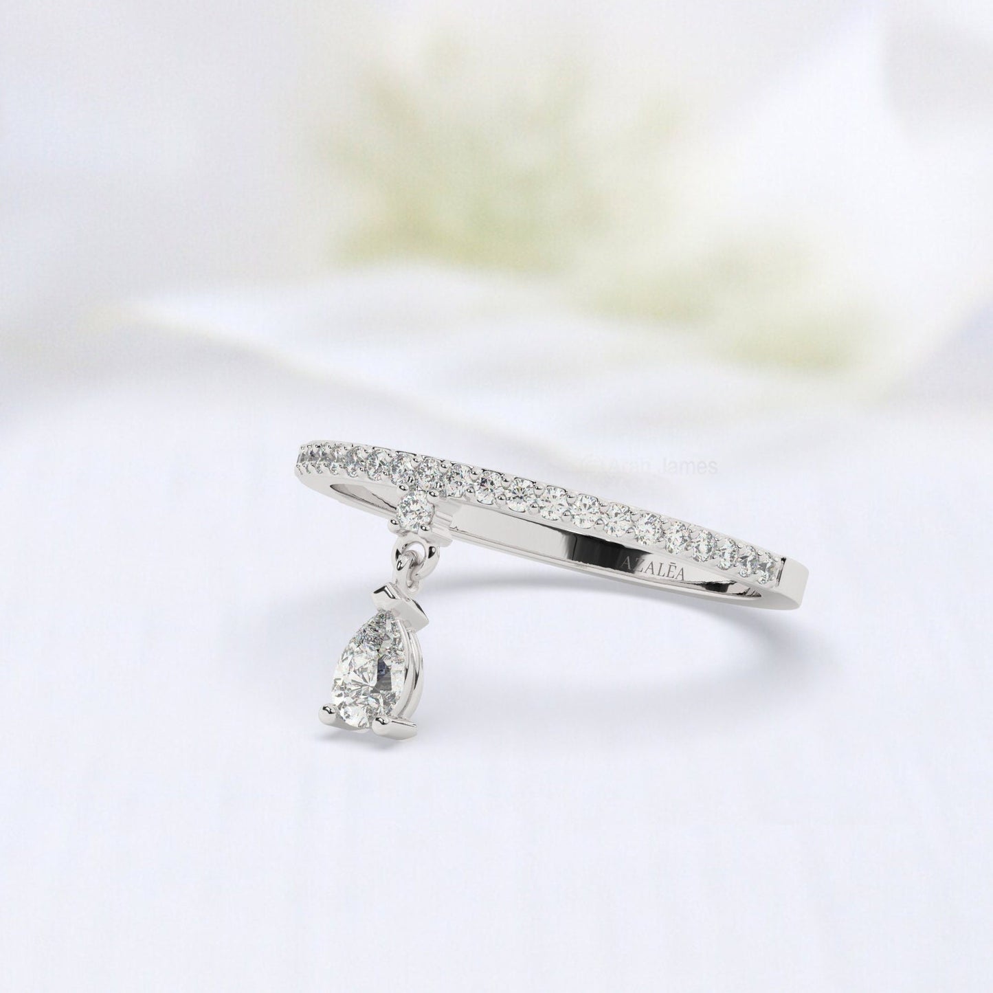 Dangling Diamond Charm Ring / 14k Solid Gold Diamond Dangle Ring / Diamond Charm Ring / Diamond Dangling Ring / Diamond Stacking Ring