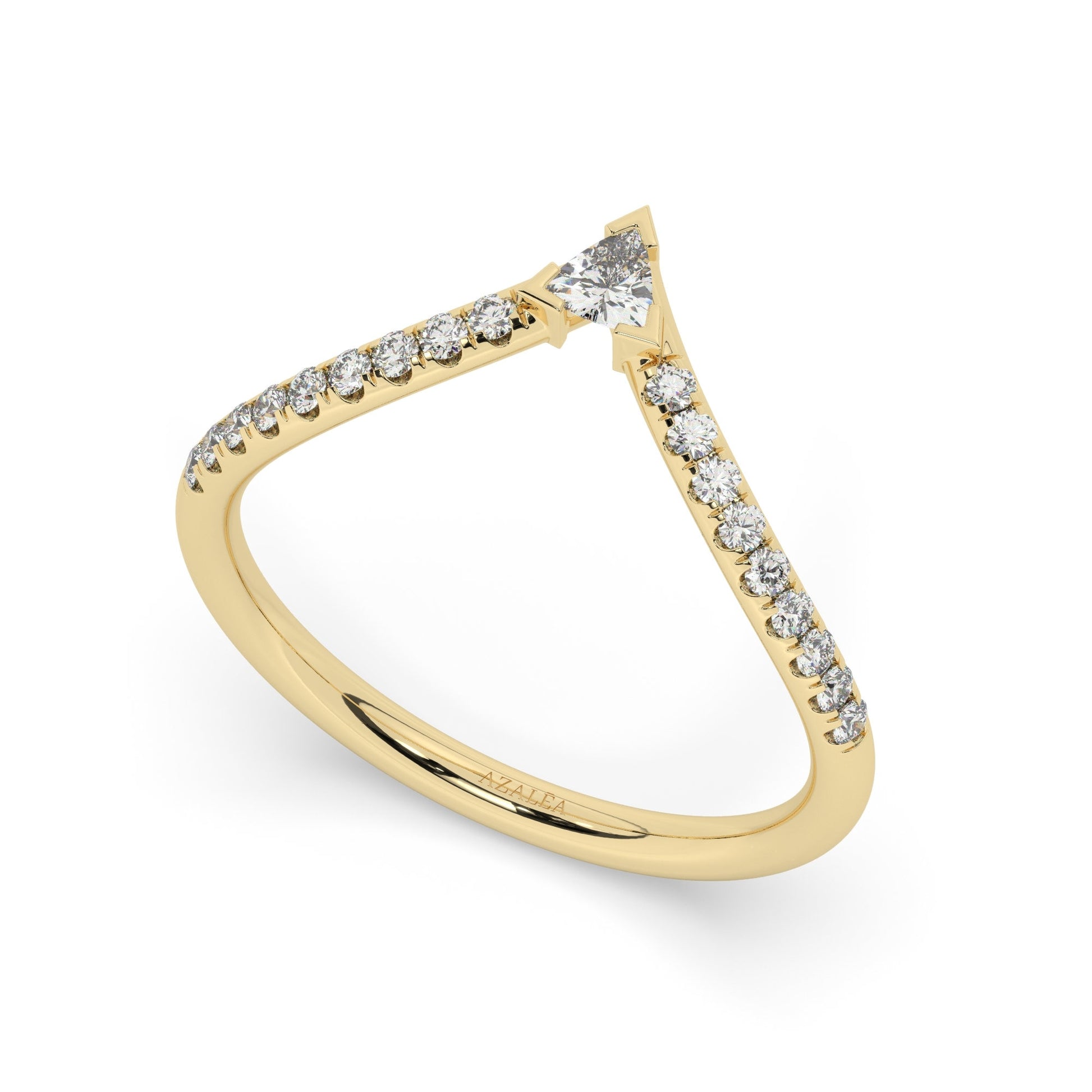Diamond Chevron Ring / 14k Gold Curved Diamond Wedding Band / Wedding Band / Stacking Ring / Anniversary Ring / Gift for Her