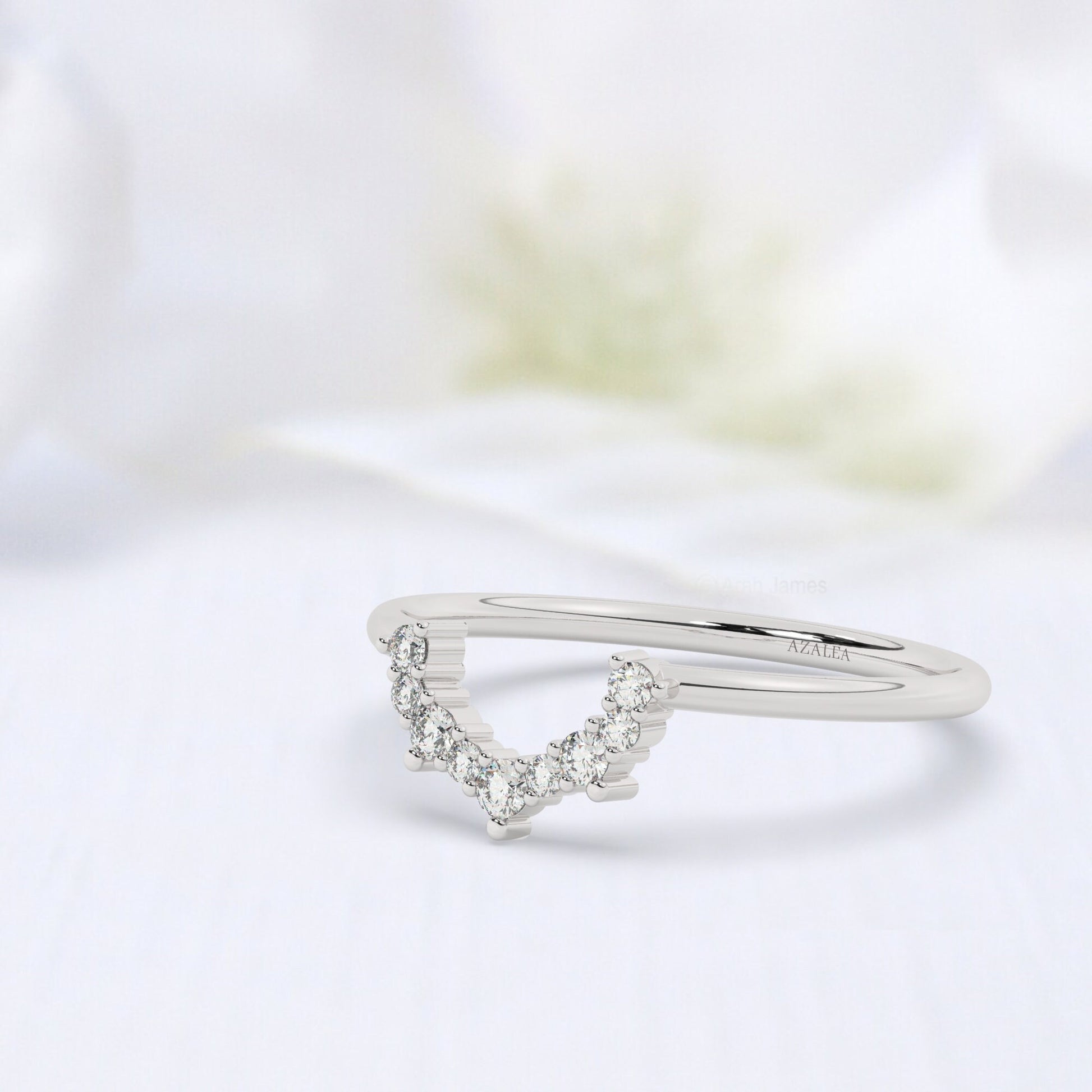 Curved Diamond Wedding Band / 14k Gold Diamond Nesting Ring / Bridal Jewelry / Engagement / Anniversary / Wedding ring set / Gift / Matching