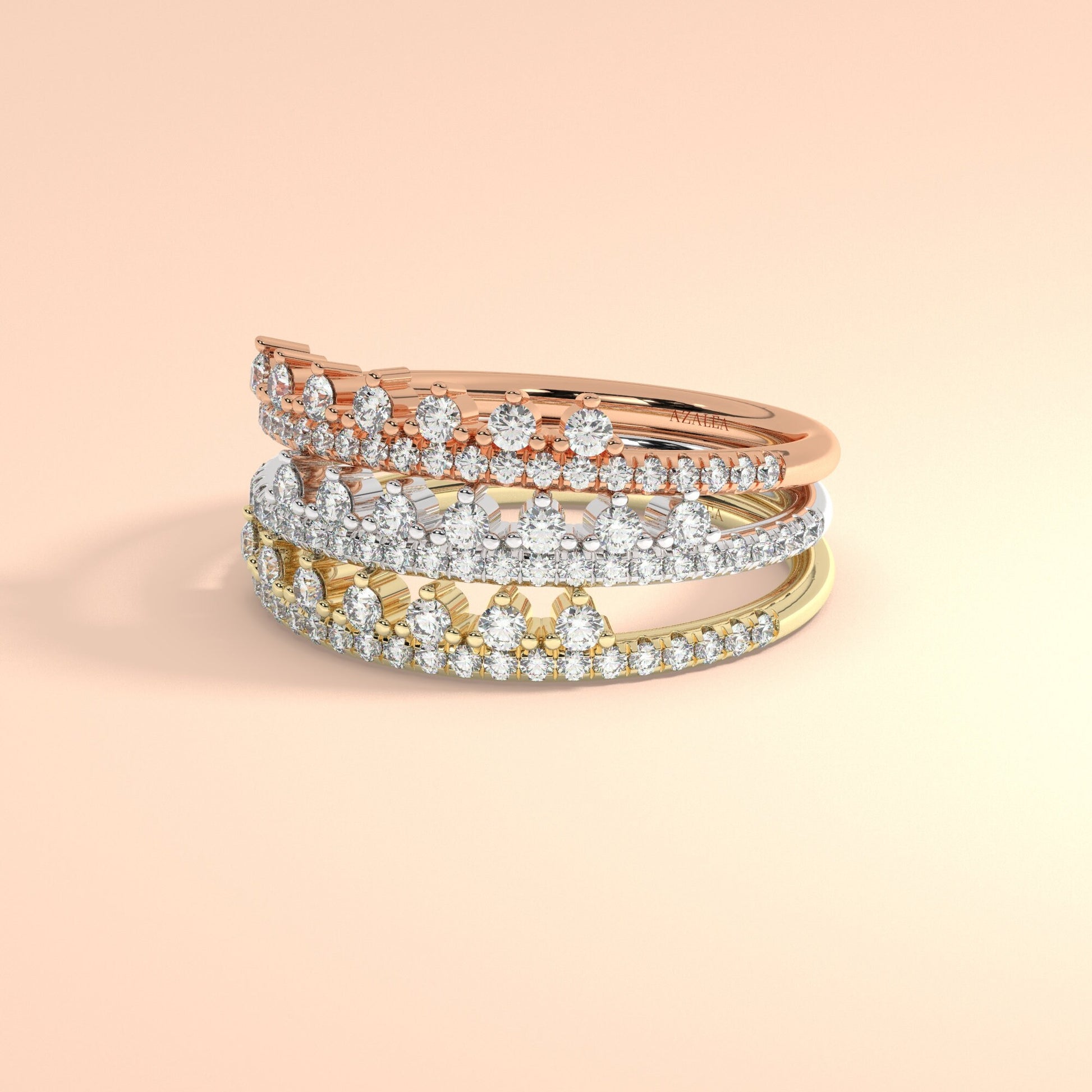 Diamond Wedding Band / 14k Gold Crown Shape Diamond Ring / Stackable Ring / Anniversary Gift / Birthday Gift / Graduation Gift / Bridal Gift