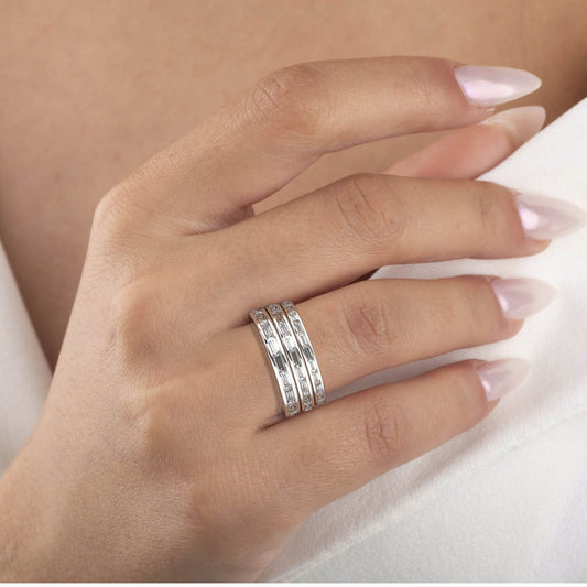 0.75 - 1.5 CT Baguette Diamond Wedding Band / 14k Gold Channel Set Full Eternity Diamond Wedding Ring / Diamond Anniversary Ring