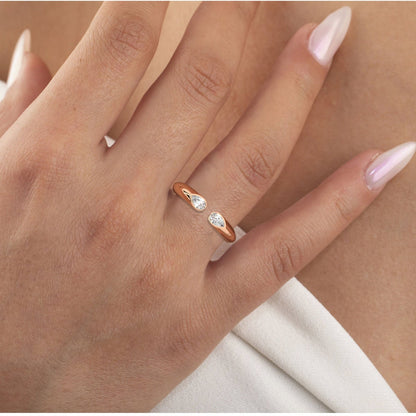 Pear Diamond Cuff Ring / 14k Gold Diamond Wedding Ring / Diamond Anniversary Ring / Birthday Wedding/Gold Ring