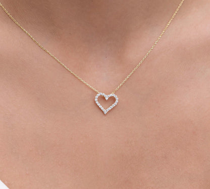 0.50 ct Diamond Heart Necklace / 14k Gold Diamond Love Necklace / Layer Necklace / Birthday Graduation Anniversary Bridal Gift / Moissanite