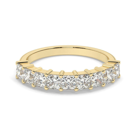 1.35 CT Princess Cut Diamond Wedding Band / 9 Stone Princess Diamond Wedding Ring / Halfway Wedding Band / Anniversary Gift / Birthday Gift