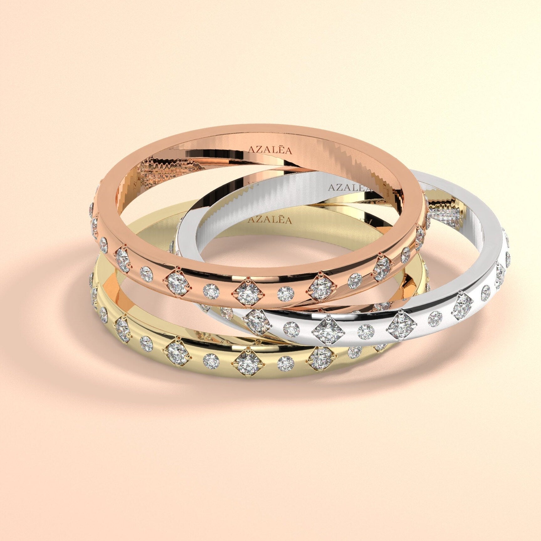 Diamond Eternity Wedding Band / 14k Gold Engraved Diamond Stacking Ring / Engraved Round Diamond Stackable Ring / Anniversary Gift Ideas
