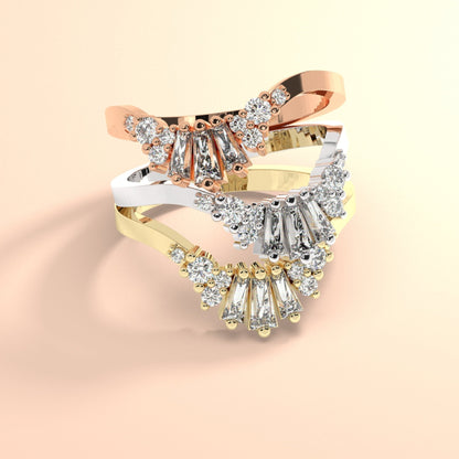 Curved Diamond Wedding Band / 14k Gold Curved Baguette Ring / Diamond Wedding Band / Stacking Ring / Anniversary Ring / Engagement Ring