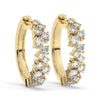 Diamond Cluster Hoop Earrings / 14k Gold and Diamond Huggie Earrings / Dainty Diamond Huggies / Unique Diamond Huggies