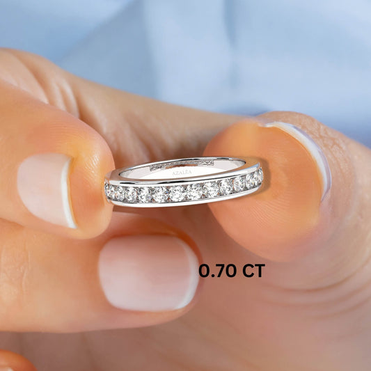 0.25 - 0.70 CT Channel Set Half Eternity Band / 14k Gold Channel Set Half Eternity Diamond Wedding Ring / Diamond Anniversary Ring