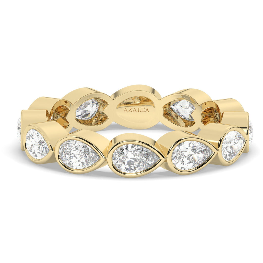 1.4 - 2.4 CT Pear Diamond Wedding Band / 14k Gold Bezel Set Full Eternity Diamond Wedding Ring / Diamond Anniversary Ring / Wedding Gift