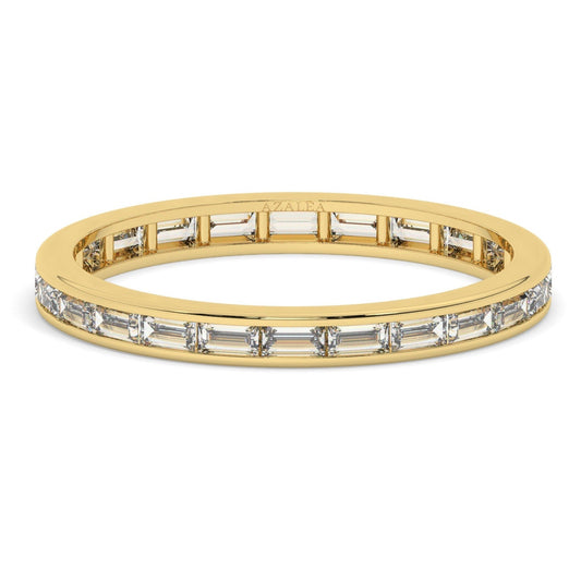 0.75 - 1.5 CT Baguette Diamond Wedding Band / 14k Gold Channel Set Full Eternity Diamond Wedding Ring / Diamond Anniversary Ring