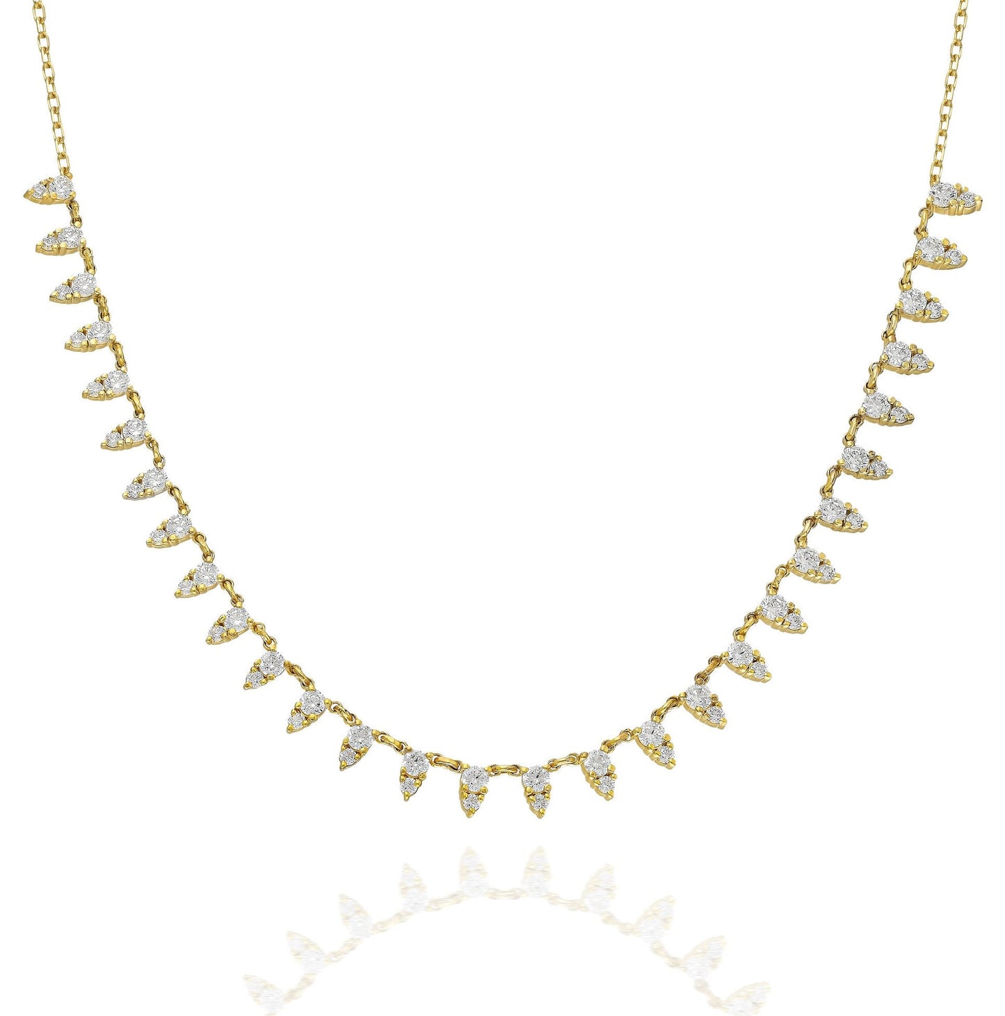 Diamond Segment Necklace / 14k Gold and Diamond Spike Choker Necklace / Statement Necklace / Minimalistic Station Necklace