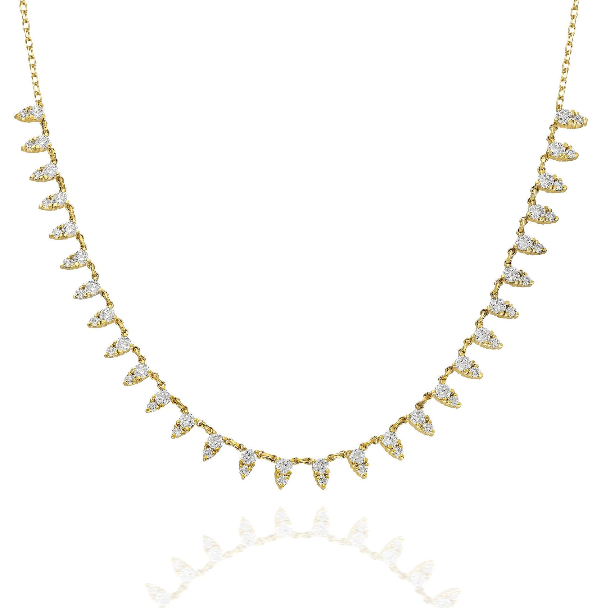 Diamond Segment Necklace / 14k Gold and Diamond Spike Choker Necklace / Statement Necklace / Minimalistic Station Necklace