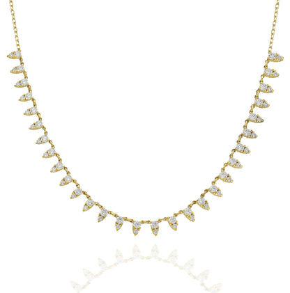 Diamond Segment Necklace / 14k Gold and Diamond Spike Choker Necklace / Statement Necklace / Minimalistic Station Necklace