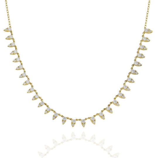 Diamond Segment Necklace / 14k Gold and Diamond Spike Choker Necklace / Statement Necklace / Minimalistic Station Necklace