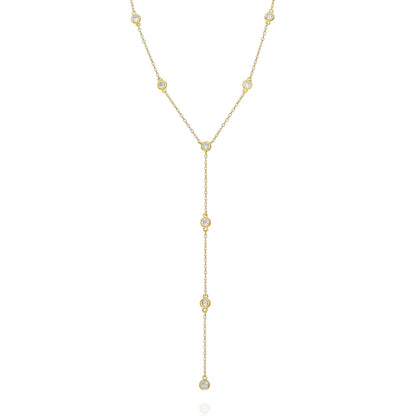 Diamond Lariat Necklace / 14k Gold and Diamond Lariat Necklace / Dainty Lariat Necklace / Diamond Statement Necklace / Bridal Gift /