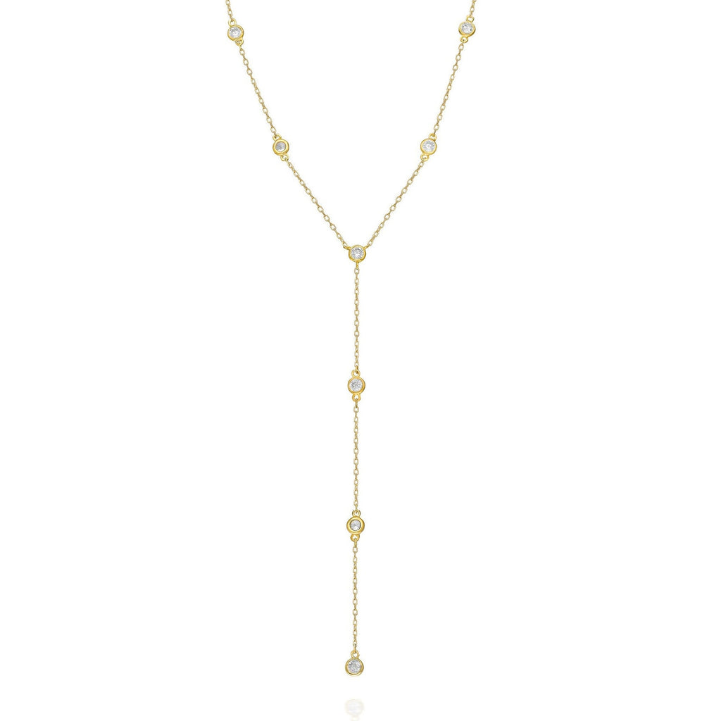 Diamond Lariat Necklace / 14k Gold and Diamond Lariat Necklace / Dainty Lariat Necklace / Diamond Statement Necklace / Bridal Gift /