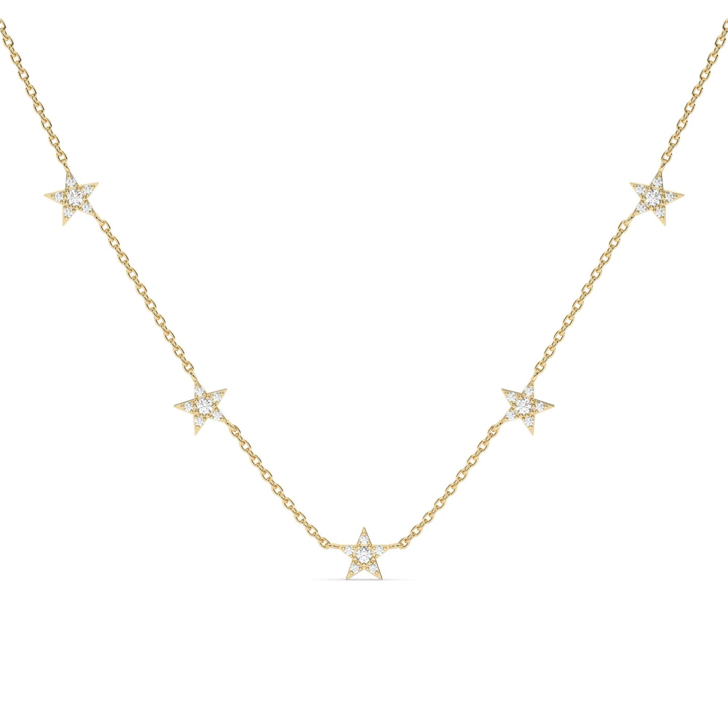 Diamond Star Station Necklace / 14k Gold Star Station Necklace / Dainty Charm Necklace / Minimalistic Station Necklace