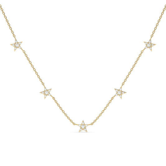 Diamond Star Station Necklace / 14k Gold Star Station Necklace / Dainty Charm Necklace / Minimalistic Station Necklace