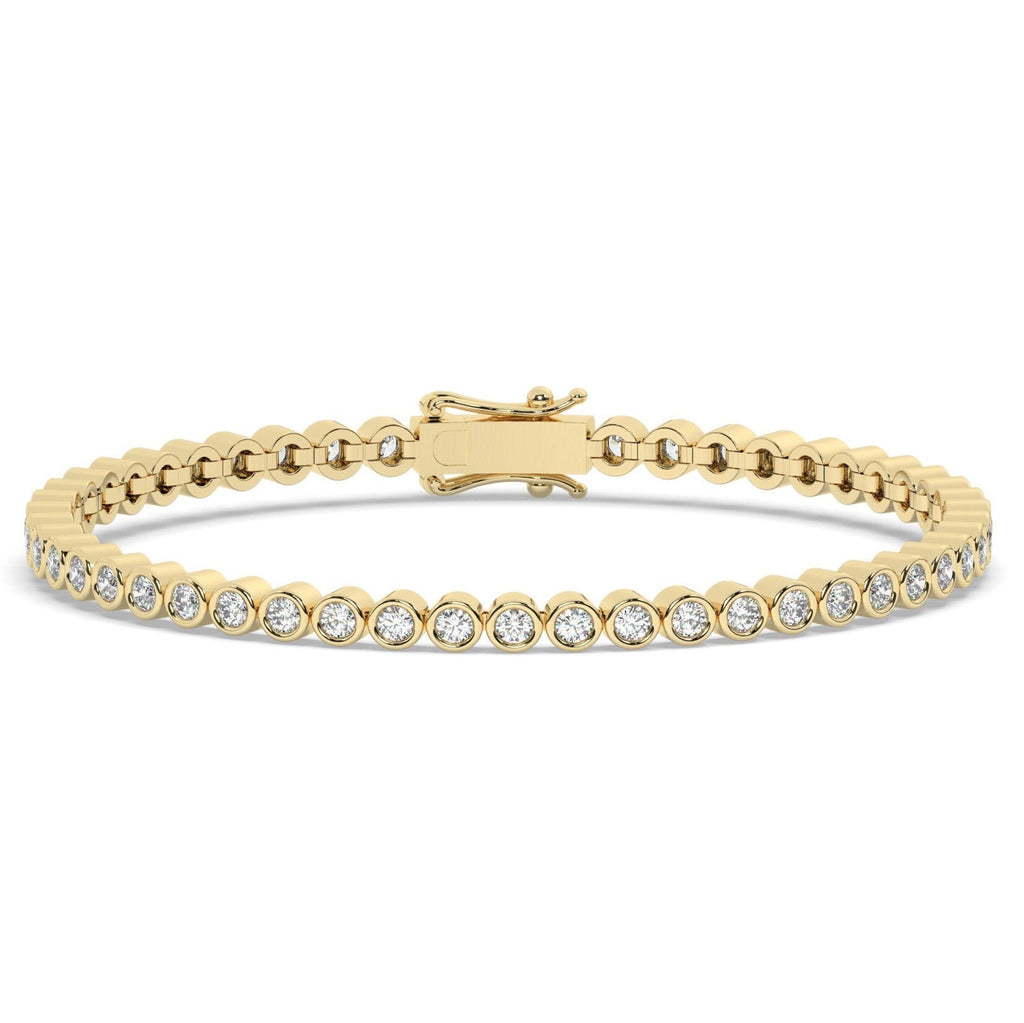 Bezel Set Diamond Tennis Bracelet / 14k Gold Diamond Tennis Bracelet / Jewelry Gift for Her / Classic Tennis Bracelet