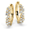 Diamond Cluster Hoop Earrings / 14k Gold and Diamond Huggie Earrings / Dainty Diamond Huggies / Unique Diamond Huggies