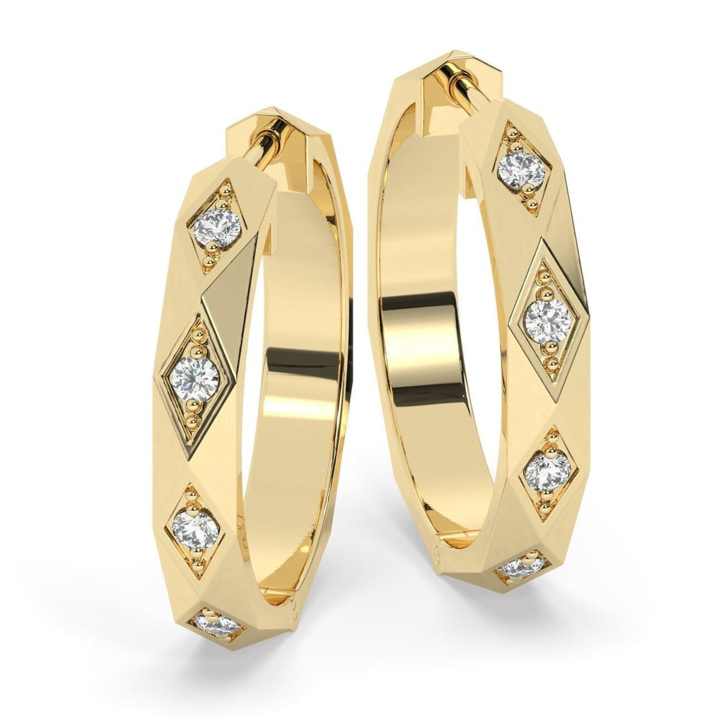 Diamond Huggie Earrings / 14k Gold Hoop Earrings / Anniversary Birthday Graduation Bridal Wedding Gift / Mothers day gift idea for her