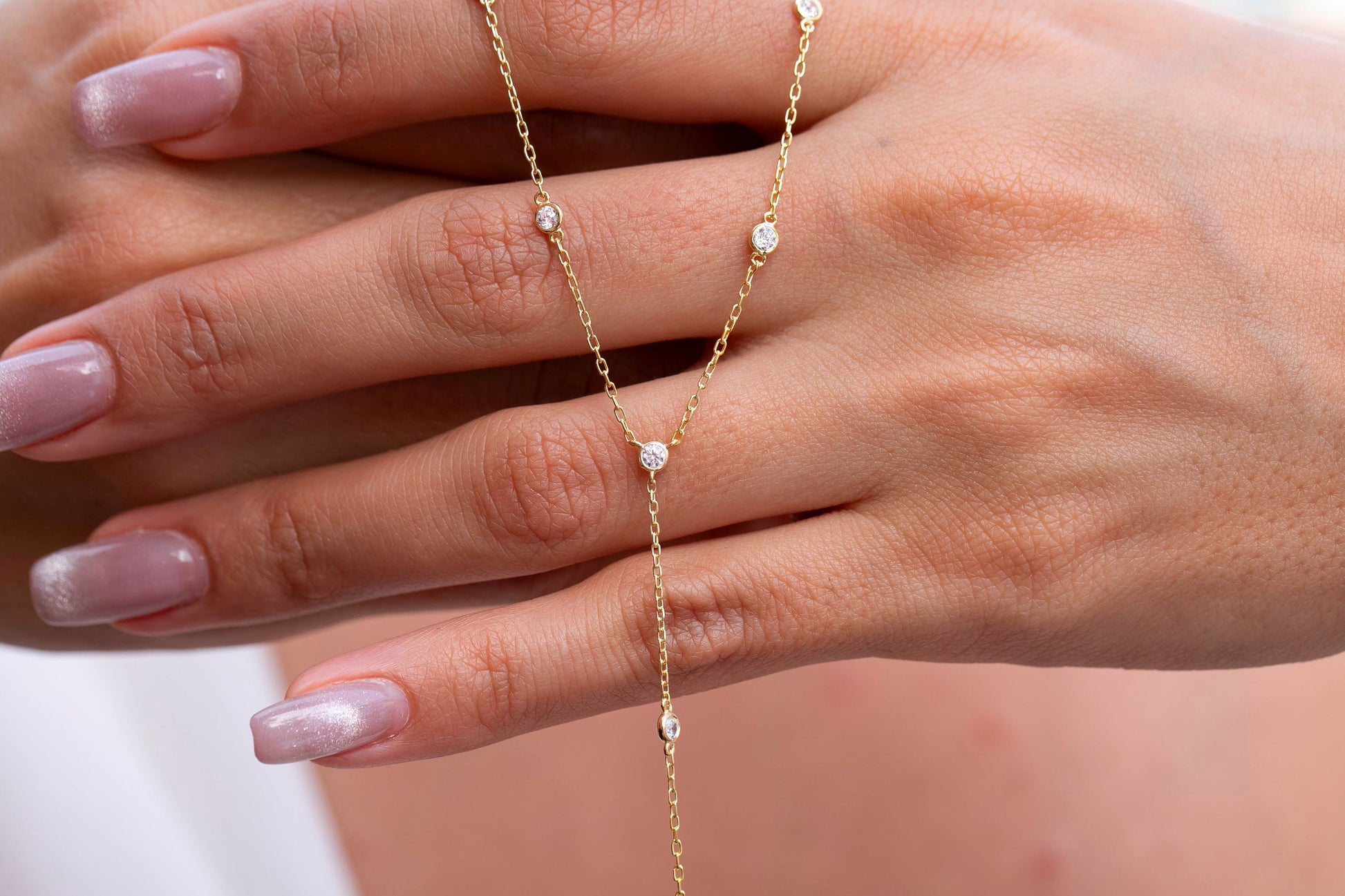 Diamond Lariat Necklace / 14k Gold and Diamond Lariat Necklace / Dainty Lariat Necklace / Diamond Statement Necklace / Bridal Gift /