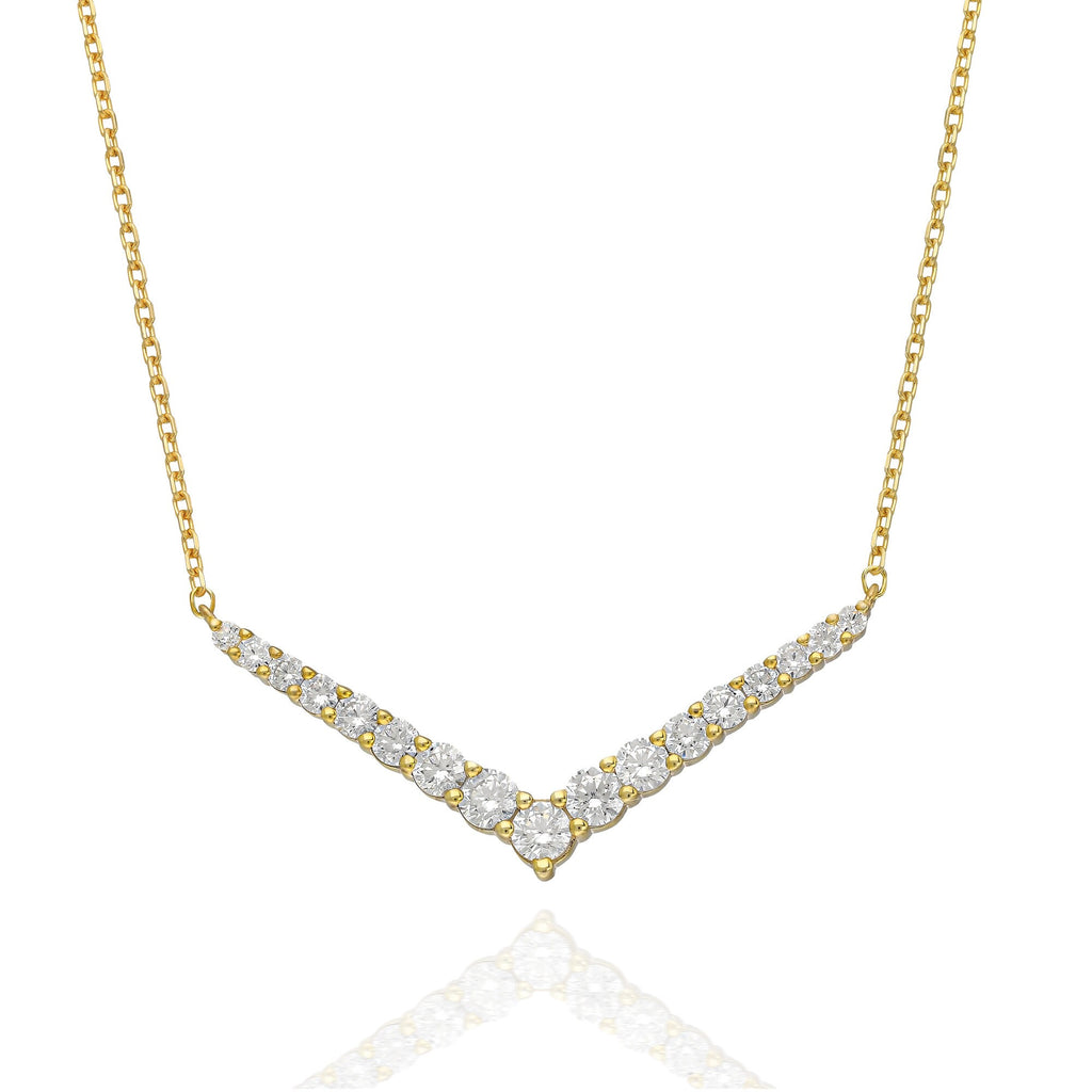 1 CT Diamond Chevron Necklace / 14k Gold Diamond V Necklace / Diamond Statement Necklace / Diamond Holiday Gift