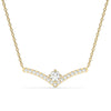Solitaire Diamond Chevron Necklace / 14k Curved Bar Necklace / Diamond Statement Necklace / Gift for her / Dainty Diamond Necklace