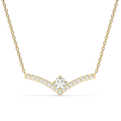 Solitaire Diamond Chevron Necklace / 14k Curved Bar Necklace / Diamond Statement Necklace / Gift for her / Dainty Diamond Necklace