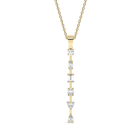 Fancy Cut Diamond Bar Necklace / 14k Gold and Diamond Bar Necklace / Diamond Statement Necklace / Gift for her / Dainty Diamond Necklace