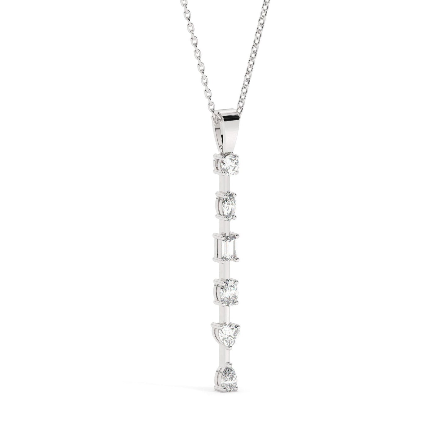 Fancy Cut Diamond Bar Necklace / 14k Gold and Diamond Bar Necklace / Diamond Statement Necklace / Gift for her / Dainty Diamond Necklace