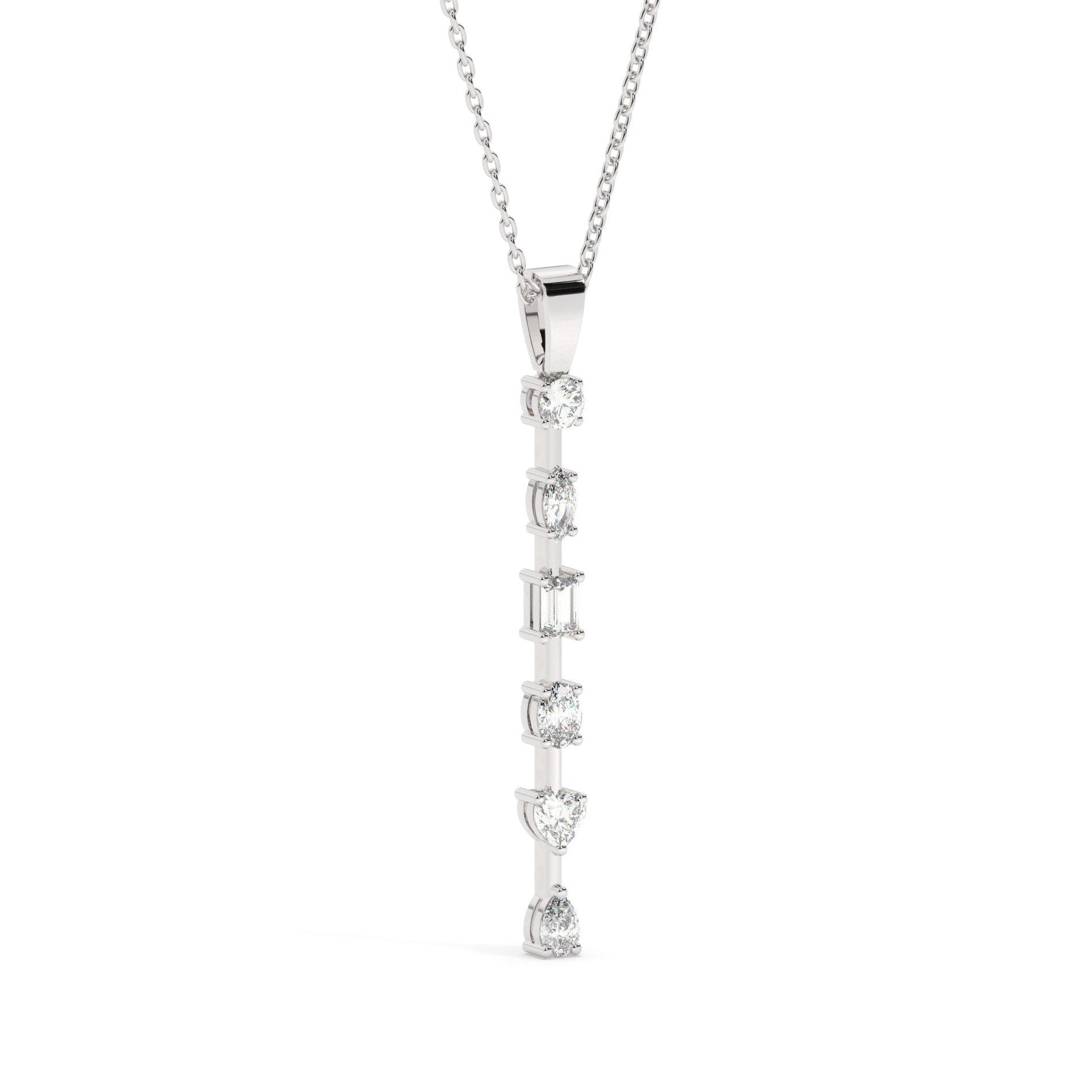 Fancy Cut Diamond Bar Necklace / 14k Gold and Diamond Bar Necklace / Diamond Statement Necklace / Gift for her / Dainty Diamond Necklace