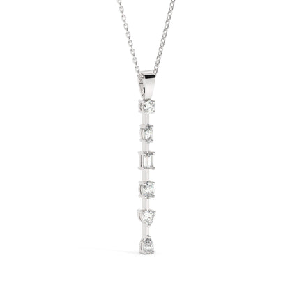 Fancy Cut Diamond Bar Necklace / 14k Gold and Diamond Bar Necklace / Diamond Statement Necklace / Gift for her / Dainty Diamond Necklace
