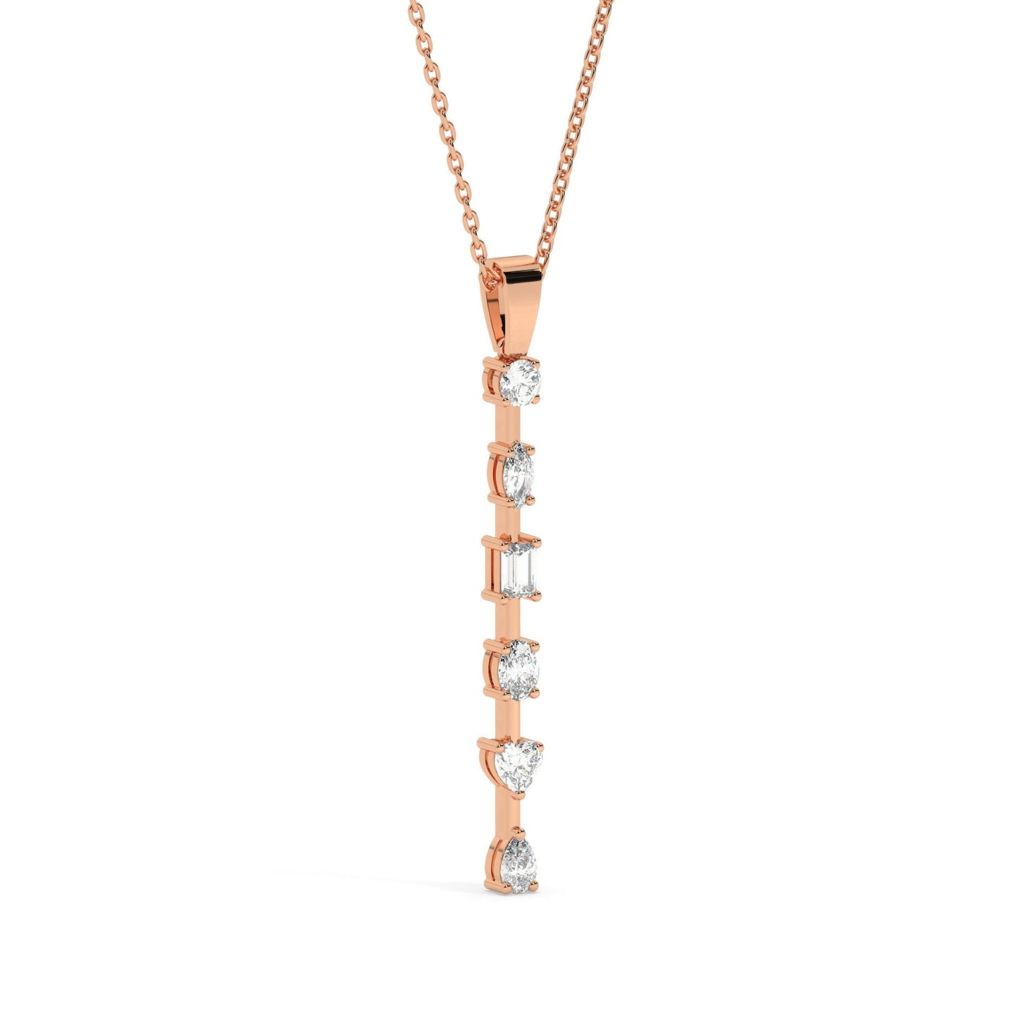 Fancy Cut Diamond Bar Necklace / 14k Gold and Diamond Bar Necklace / Diamond Statement Necklace / Gift for her / Dainty Diamond Necklace