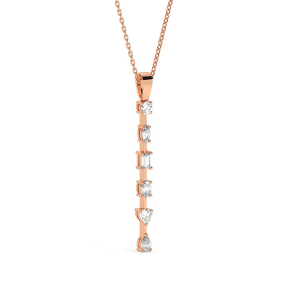 Fancy Cut Diamond Bar Necklace / 14k Gold and Diamond Bar Necklace / Diamond Statement Necklace / Gift for her / Dainty Diamond Necklace
