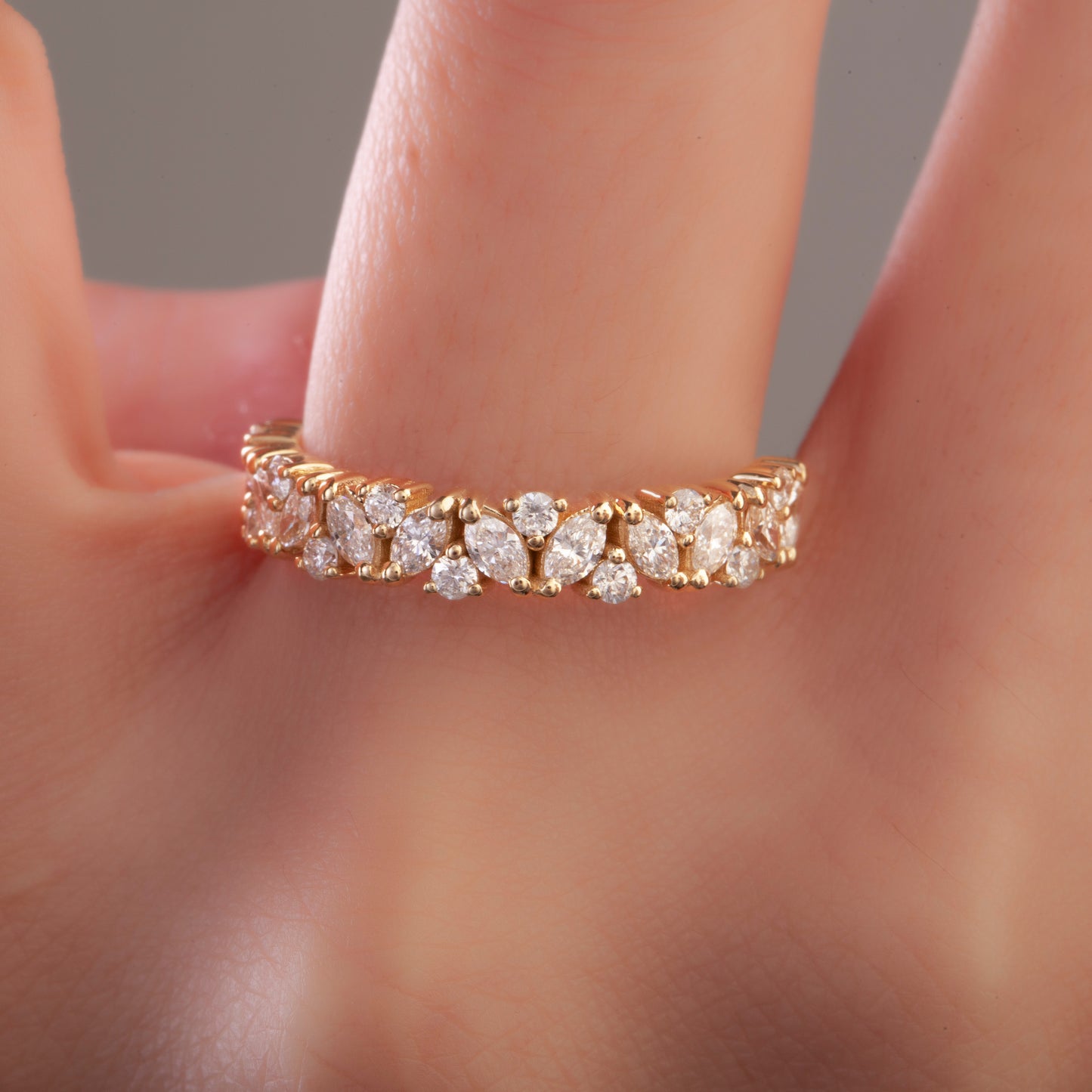 Marquise and Round Diamond Wedding Ring