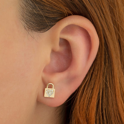 Diamond Heart Locket Studs