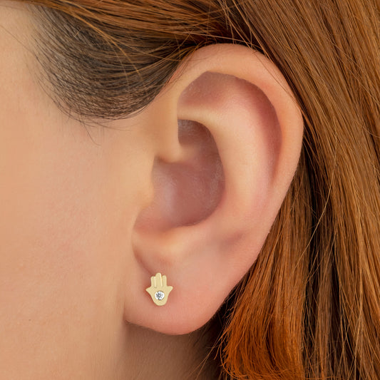 Diamond Hamsa Hand of Fatima Studs