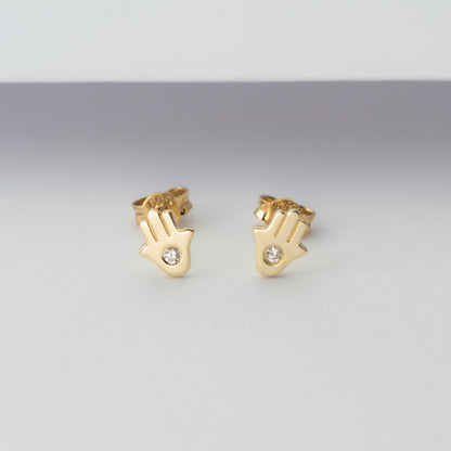 Diamond Hamsa Hand of Fatima Studs